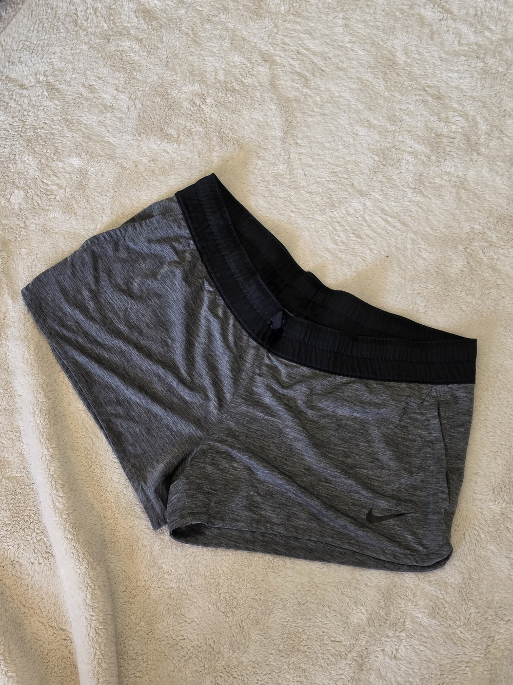 Nike Heather Gray Athletic Shorts with Black Waistband